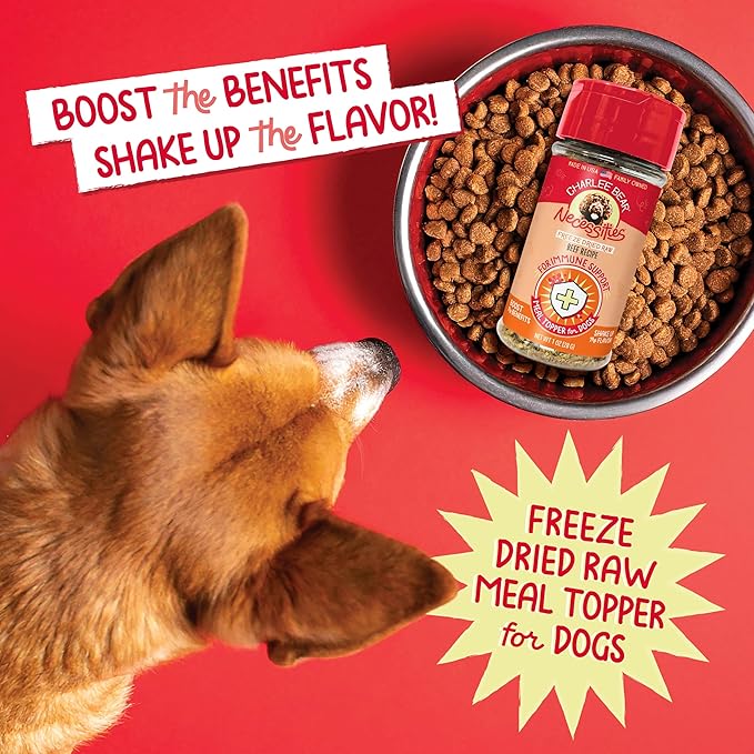 Charlee Bear Necessities Freeze Dried Dog Food Topper, Immune Health Support, Grain Free, High Protein, Limited Ingredient Meal Toppers for Dogs, Beef Recipe, 1 Ounce