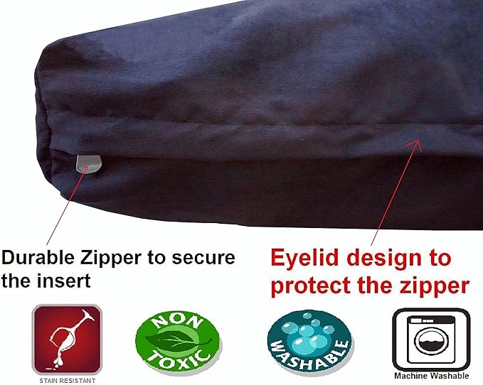 Dogbed4less Medium Memory Foam Dog Bed Pillow with Orthopedic Comfort, Waterproof Liner and Espresso Microsuede Pet Bed Cover 37X27 Inches