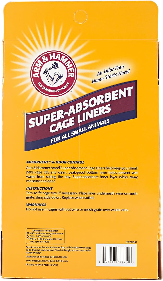 Arm & Hammer for Pets Super Absorbent Cage Liners for Guinea Pigs,Hamsters,Rabbits & All Small Animals | Best Cage Liners-for Small Animals,Small-Animal Pet Products,7 Count (Pack of 2)