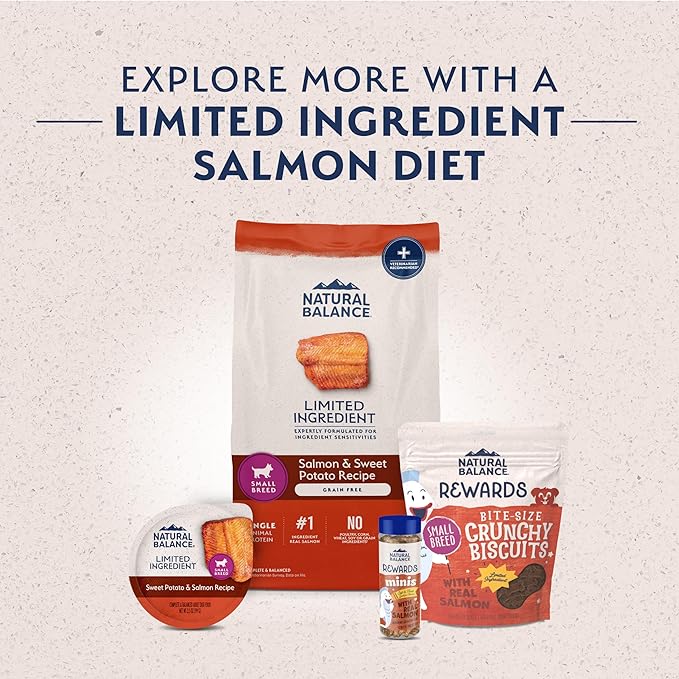 Natural Balance Limited Ingredient Small Breed Adult Wet Dog Food, Sweet Potato & Salmon Recipe for Sensitive Stomachs - 3.5oz Cups (Case of 12)