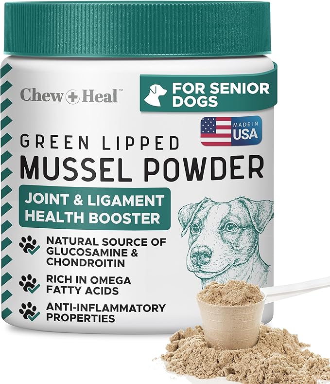 Green Lipped Mussel for Dogs - 6 oz of Green Lipped Mussel Powder for Dogs - Good for Joint and Ligament Health - Made in the USA