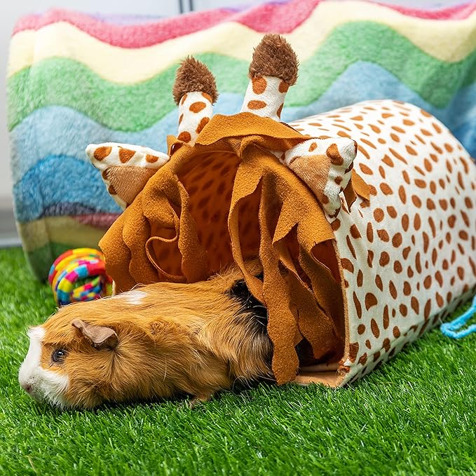 Guinea Pig Hideout - Fleece Tunnel House Cage Accessories for Rat Hamster Hedgehog Chinchilla Small Animal - Playing Sleeping Hunting Resting Washable Tube Bedding Habitats