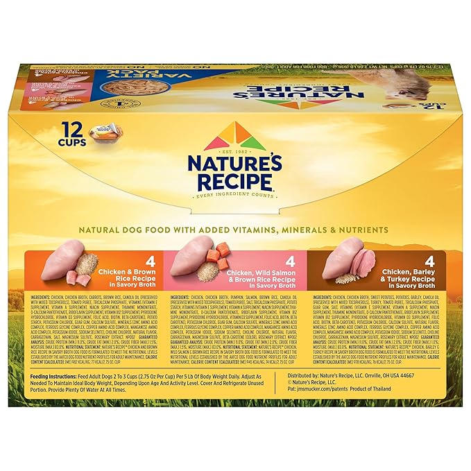 Nature's Recipe Wet Dog Food, Variety Pack, 2.75 Ounce Cup (Pack of 12) - Packaging may vary