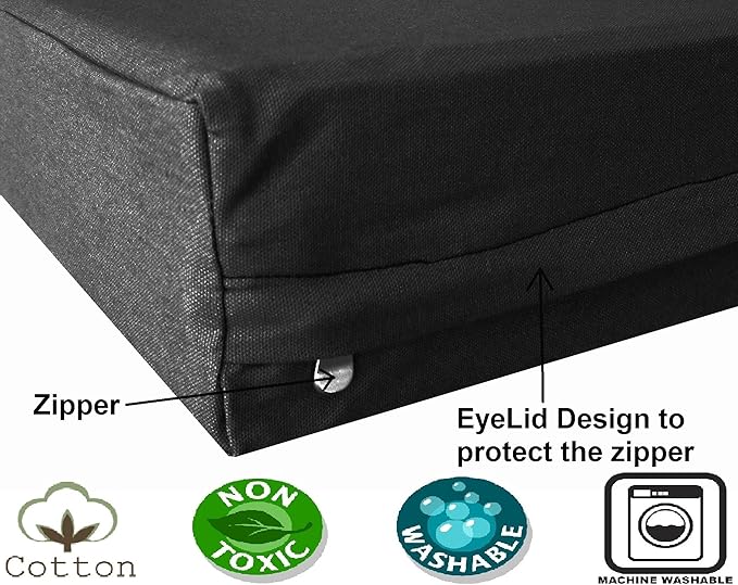 Dogbed4less Extra Large Orthopedic Gel Infused Cooling Memory Foam Dog Bed, Waterproof Liner with Durable Black Canvas Cover, XXL 55X37X4 Inch