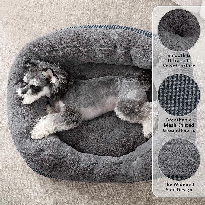 INVENHO Small Dog Bed for Small Dogs, Cat Beds for Indoor Cats Washable, Orthopedic Dog Bed, Warming Soft Calming Sleeping Puppy Bed Durable Pet Bed with Anti-Slip Bottom S(20"x19"x6") (Pack of 2)