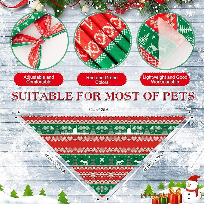 Shyyween 100 Pcs Christmas Dog Bandanas Bulk Xmas Sweater Designs Bandanas Soft Triangle Bibs Adjustable Scarf for Small Medium Large Pets