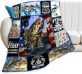 Fishing Blanket Fish Throw Blankets Cozy Fleece Flannel Blanket Fishing Stuff Bedding Fishing Gifts for Men Fisherman Who Loves Fish for Couch Sofa Bed Decor 50"X60"