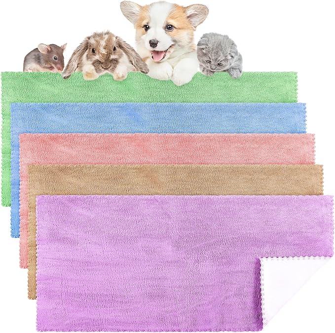 SmoothNovelty 5 Pcs Waterproof Guinea Pig Blankets Washable Small Animal Pee Pad Pet Blanket Sleep Bedding Mats Absorbent Guinea Pig Cage Liner Reusable Pet Sleep Pad(Colorful,18" X 24",Classic)