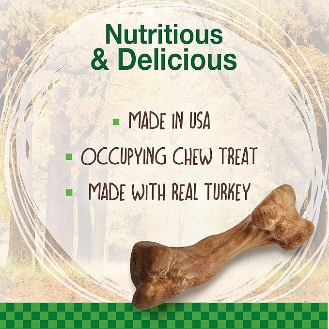 Nylabone Healthy Edibles Wild Natural Long-Lasting Turkey Flavor Bone Chew Treats for Dogs, Small/Regular (), 4 Count (Pack of 2)