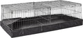 Amazon Basics Leakproof Canvas Bottom Guinea Pig Cage, Easy to Clean Small Animal Habitat with Divider Set, Indoor/Outdoor, Portable, No Tools Needed, 47.6"L x 24.2"W x 14"H, Black