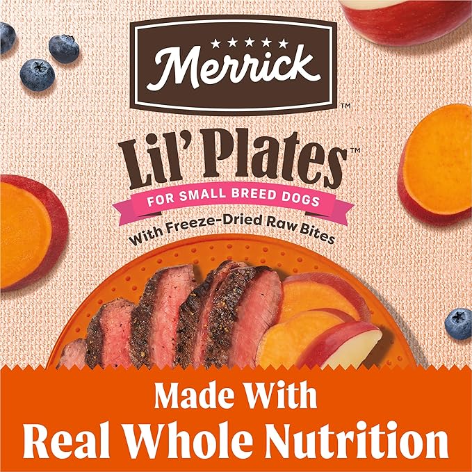 Merrick Lil’ Plates Grain Free Dry Dog Food For Small Dogs, Texas Beef And Sweet Potato Kibble With Raw Bites - 10.0 lb. Bag