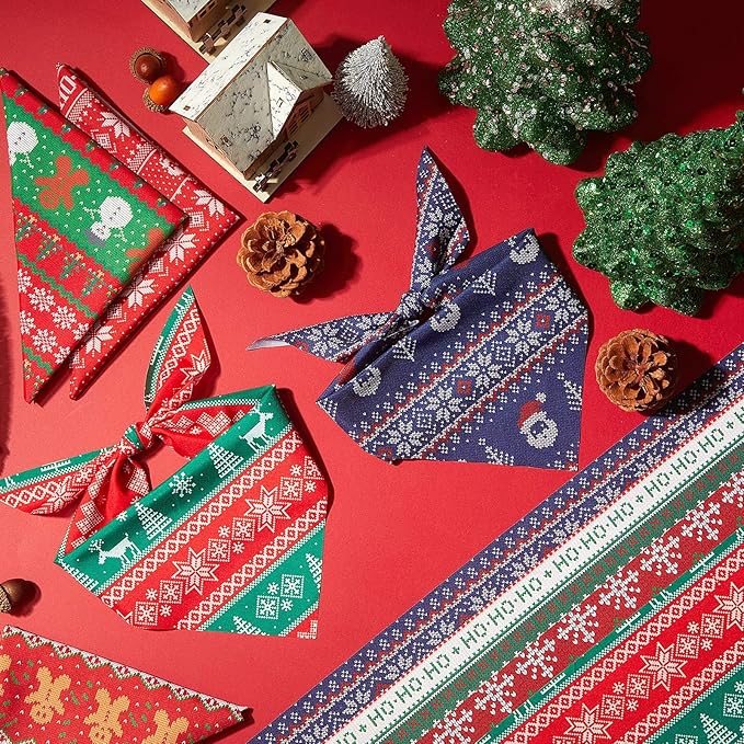 Shyyween 100 Pcs Christmas Dog Bandanas Bulk Xmas Sweater Designs Bandanas Soft Triangle Bibs Adjustable Scarf for Small Medium Large Pets