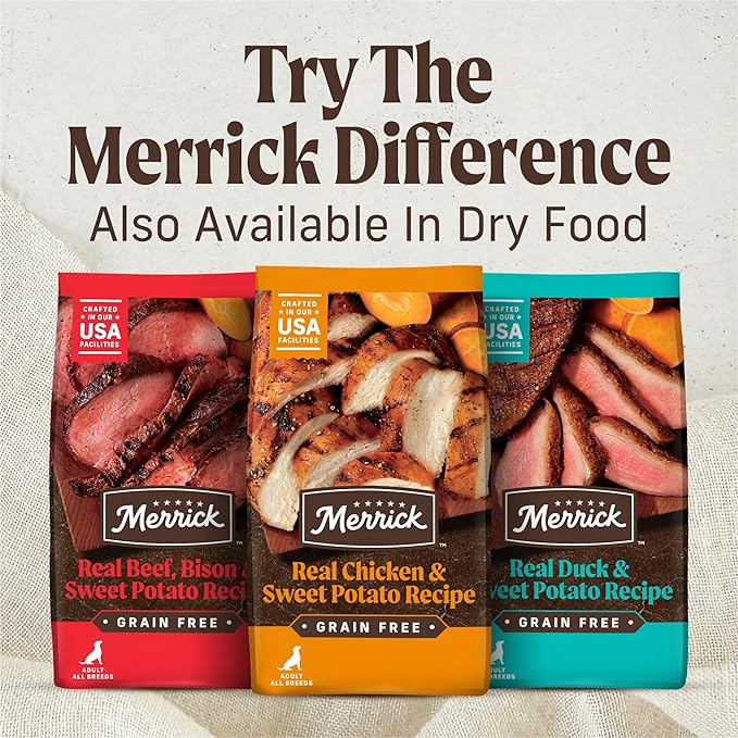 Merrick Chunky Grain Free Premium And Wholesome Canned Dog Food, Real Meat Pappy’s Pot Roast Dinner In Gravy - (Pack of 12) 12.7 oz. Cans