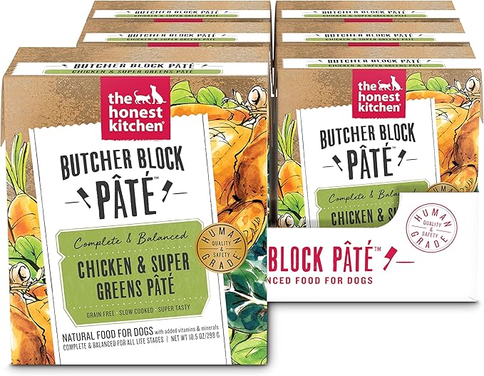 The Honest Kitchen Human Grade Butcher Block Pâté: Chicken & Super Greens Wet Dog Food, 10.5 oz (Pack of 6)