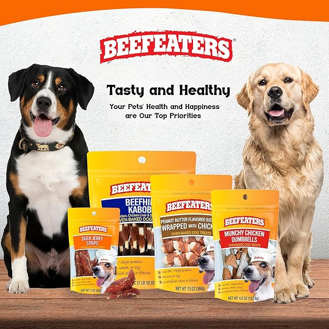 Beefeaters Duck Jerky Strips for Dogs 8oz, Oven-Baked High Protein Dog Treats Duck Jerky - Low Fat Grain-Free Dog Snacks - No Corn Wheat or Soy - Chewy Dog Jerky Treats for Training and Rewards