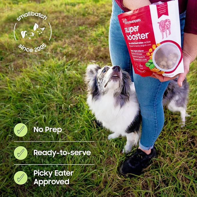 Smallbatch Freeze Dried Dog Treats, Superfood Food Topper Chicken Bites for Dogs & Cats, Probiotics, Organic Ingredients, High Protein, Grain Free Healthy Treat Food Topper, Made in the USA, 18 oz Bag