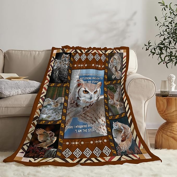 Owl Throw Blanket Owl Stuff Gifts for Kids Girls Boys Adults Women Men Soft Cozy Warm Plush Fluffy Fuzzy Fleece Blanket Decor 60''X80''
