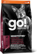 Go! Solutions Sensitivities Limited Ingredient Lamb Grain-Free Dry Dog Food, Chicken-Free Kibble Made by Experts for Sensitive Stomachs & Food Allergies, for Puppies, Adults, & Seniors, 12 lb Bag