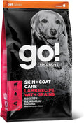 Go! Solutions Skin + Coat Care Lamb Dry Dog Food with Grains, Chicken-Free, Healthy Kibble with Omega-3s & 6s for Soft, Shiny Fur, for Puppies, Adults, & Seniors, 12 lb Bag