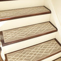 COSY HOMEER Soft Stair Treads Non-Slip Carpet Mat 28inX9in Indoor Stair Runners for Wooden Steps,Stair Rugs for Kids and Dogs, 100% Polyester TPE Backing 4pcs,Beige,Rhombus