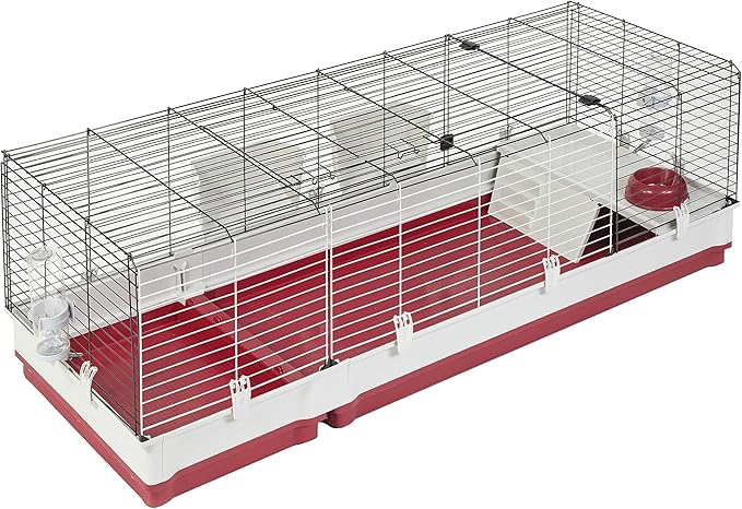 Midwest Homes for Pets Deluxe Rabbit & Guinea Pig Cage, XX-Large, White & Red