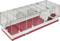 Midwest Homes for Pets Deluxe Rabbit & Guinea Pig Cage, XX-Large, White & Red