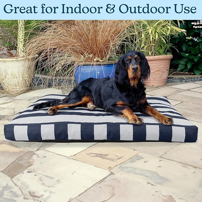 Dog Bed - Indoor/Outdoor Pet Bed with Removable Washable Cover and Non-Slip Bottom - 44in Large Pet Mat for Dogs up to 90lbs - Water-Resistant Dog Mat by PETMAKER (Navy)