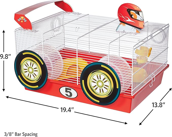 MidWest Homes for Pets Hamster Cage | Fun Race Car Theme | Accessories & Decals Included