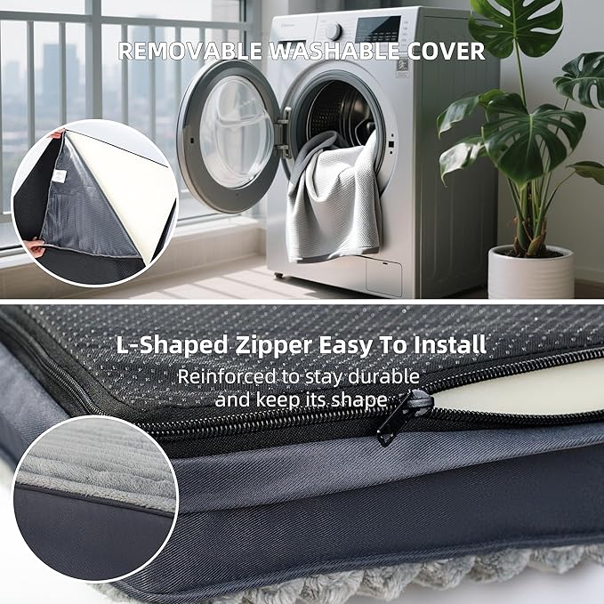 Dog Bed Extra Large Sized Dogs, Orthopedic XL Dog Beds with Removable Washable Cover, Waterproof Indestructible Big Dogs Bed with Anti-Slip Bottom, Egg Crate Memory Foam Pad, 41"x27"x3.5", Grey