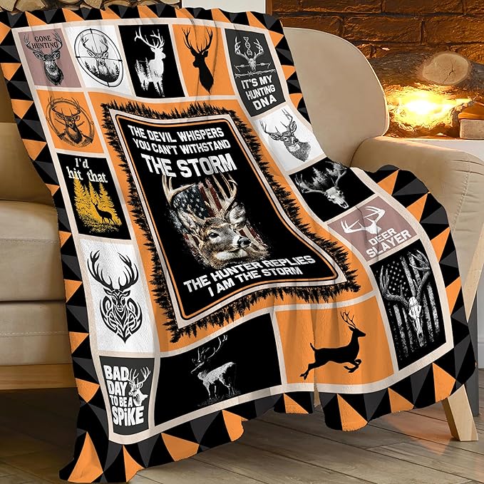 Deer Throw Blanket Hunting Deer Elk Stuff Gifts for Kids Girls Boys Adults Women Men Soft Cozy Warm Plush Fluffy Fuzzy Fleece Blanket Decor 50''X60''