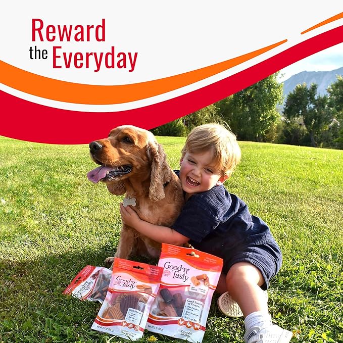 Good ‘n’ Tasty Triple Flavor Wag-A-Toni Bites, Low-Calorie Pasta-Shaped Dog Treats, Made with Real Chicken, Tasty Chicken Liver & Real Peanut Butter, Perfect Reward or Training Treat, 12 oz