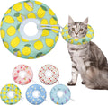 Seyezo Cat Cone Collar Soft, Adjustable Cat Recovery Collars Kitten Cones to Stop Licking, Cute Donut E Collar After Surgery, Soft Cone Elizabethan Collar for Kittens (Green Lemon, Medium)
