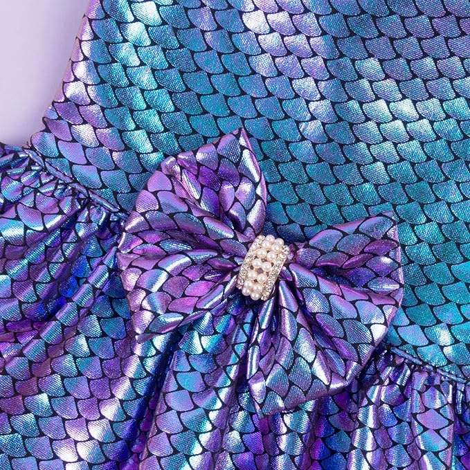 CuteBone Dog Dress Mermaid Girl Puppy Bling Skirt Cat Outfit Small Dogs Costume Pet Clothes for Holiday Beach DD10S