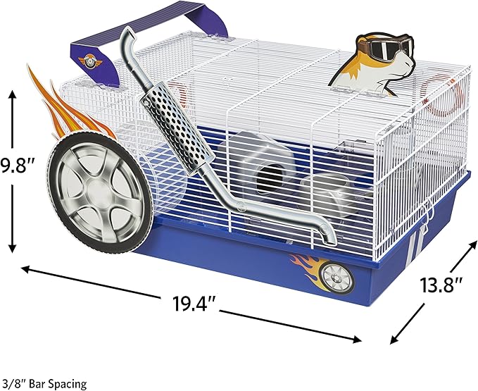 MidWest Homes for Pets Hamster Cage | Exciting Hot Rod Theme | Accessories & Decals Included