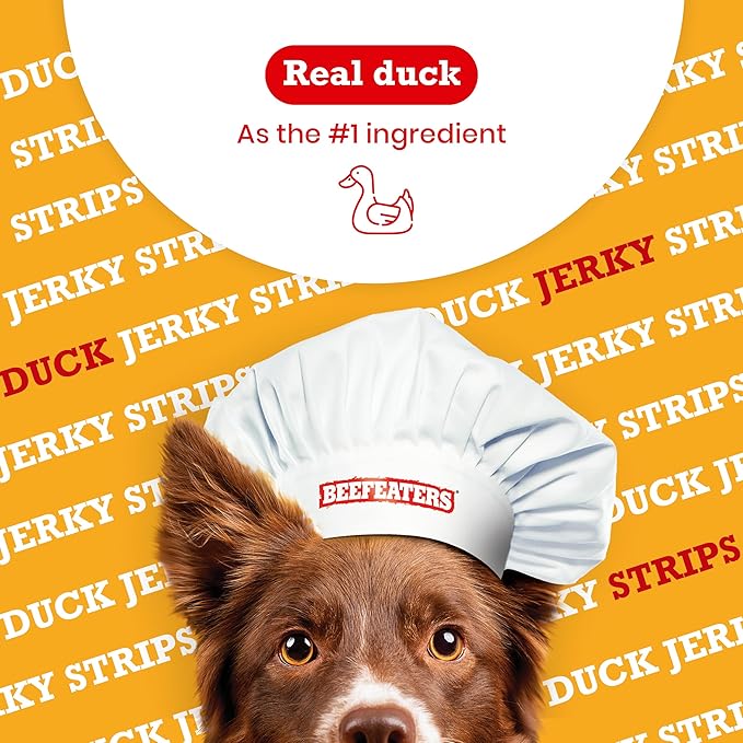 Beefeaters Duck Jerky Strips for Dogs 3oz (Pack of 6), Oven-Baked High Protein Dog Treats Duck Jerky - Low Fat Grain-Free Dog Snacks - No Corn, Wheat or Soy - Chewy Jerky Treats for Training & Rewards