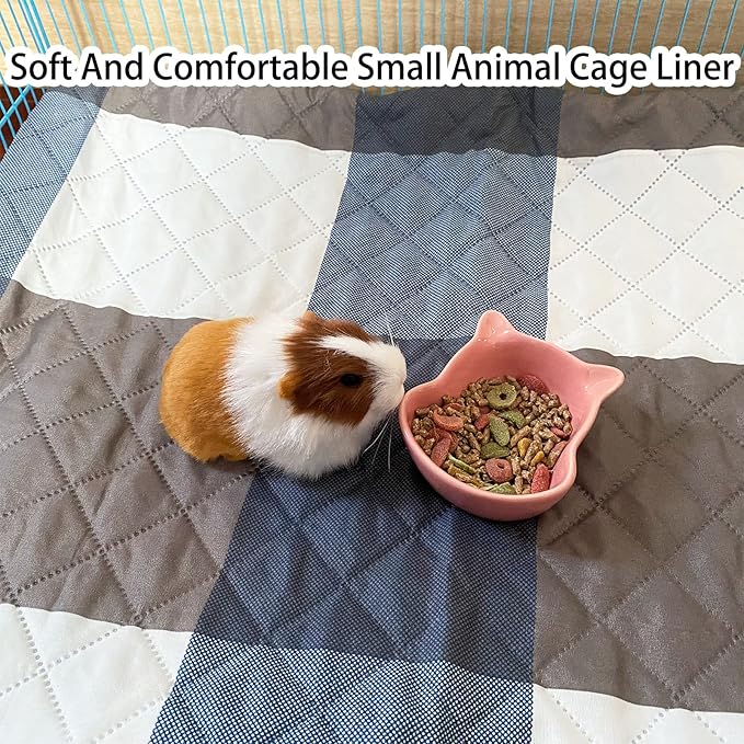 Rabbit Cage Liners, Guinea Pig Bedding Pads Bunny Cage mats Waterproof Reusable Washable Small Animals Cage Liner (2Pcs) (Large Size)