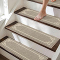 BEQHAUSE Stair Treads for Wooden Steps Non Slip Washable Carpet Stair Treads with Reusable Residue Free Backing Soft Polyester Stair Rugs Indoor for Kids Elders and Dogs 9”x28”,4pcs,Taupe