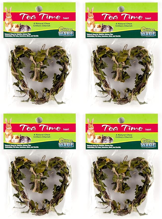 Ware Manufacturing 4 Pack of Tea Time Heart Chews for Rabbits, Guinea Pigs, Chinchillas, Pet Rats, Hamsters, Mice and Gerbils