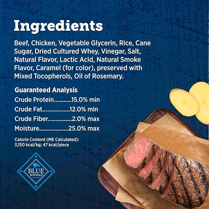 Blue Buffalo True Chews Premium Jerky Cuts Dog Treats, Made in The USA with Natural Ingredients, Beef, 30-oz Bag (Pack of 3)