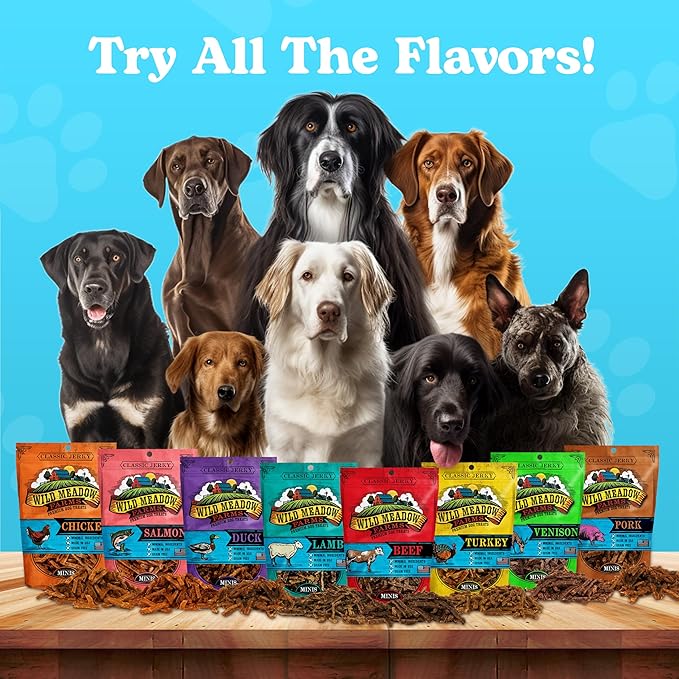 Wild Meadow Farms Classic Wild Boar Dog Minis - Soft Jerky Training Treats for Dogs, Grain-Free, All-Natural & Perfectly Sized for Training, High-Value Rewards in a Convenient 3.5 Ounce Pouch