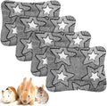 Haull 4 Pcs Waterproof Guinea Pig Bedding Guinea Pig Bed Plush Cage Liners Soft Rabbit Dog Crate Pad Cat Mat Reversible Cozy Animal Pee Pad Hamster Bunny Mat Accessory(Double Star,13 x 10 Inch)