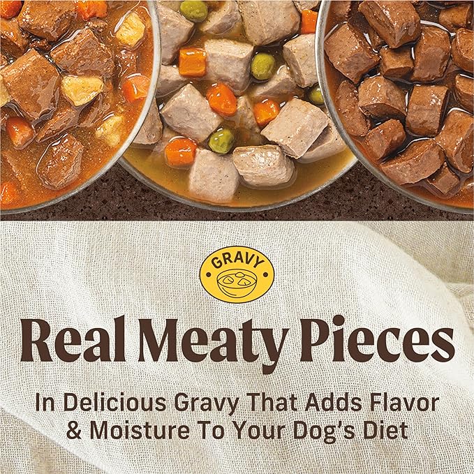 Merrick Chunky Beef and Chicken Recipes Canned Dog Food Variety Pack, Grain-Free Wet Dog Food,12.7 oz Cans