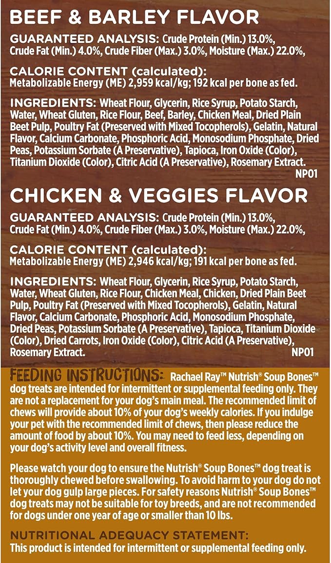 Nutrish Rachael Ray Soup Bones Long Lasting Dog Chews Variety Pack, 22 Count (Pack of 2)