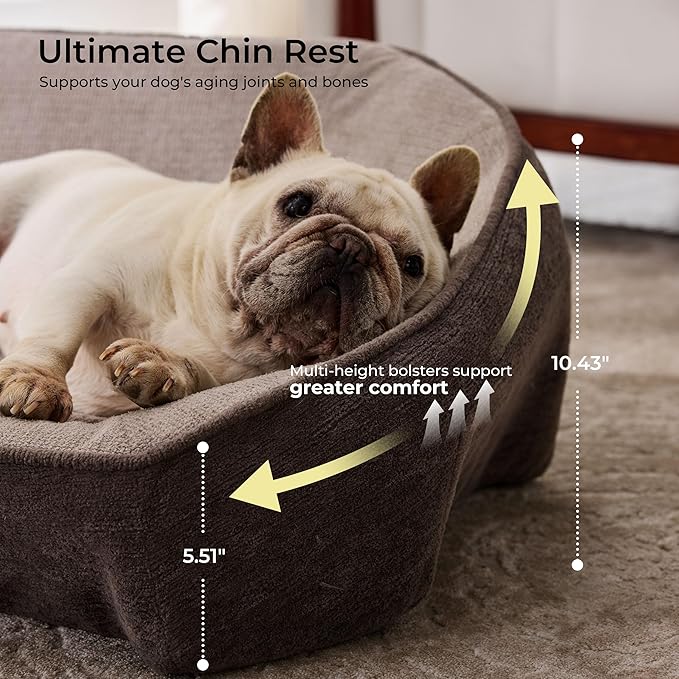Cooling Orthopedic Dog Bed Medium Size Dog, High-Resilience Memory Foam Support, All-Season Comfort Pet Bed with 3 Washable Removable Cover & Waterproof Liner, Never Sag Dog Couch with Bone Toy