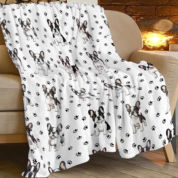 Boston Terrier Throw Blanket French Bulldog Frenchie Puppy Stuff Gifts for Dog Lover Kids Girls Boys Adults Women Men Soft Cozy Warm Plush Fluffy Fuzzy Fleece Blanket Decor 50''X60''