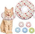 Seyezo Cat Cone Soft, Adjustable Recovery Collar for Small Medium Large Cats, Cute Donut E After Surgery, Anti-Lick Wound Healing Elizabethan for Kittens (Pink Cherry, Small)
