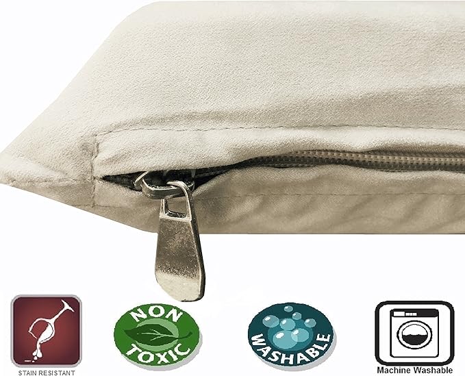 Dogbed4less 2 Pack Gel Cooling Memory Foam Dog Bed for Medium Large Pet with Waterproof Internal Cover, Microsuede Khaki 34X27X3 Inches