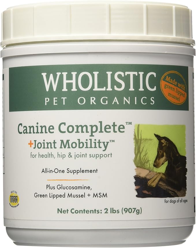 Wholistic Pet Organics - Hip and Joint Supplement for Dogs & Cats - Cat & Dog Joint Supplement - Green Lipped Mussels, Glucosamine, Chondroitin for Dogs & Cat Mobility Support - 2 Lb - 90 Scoops