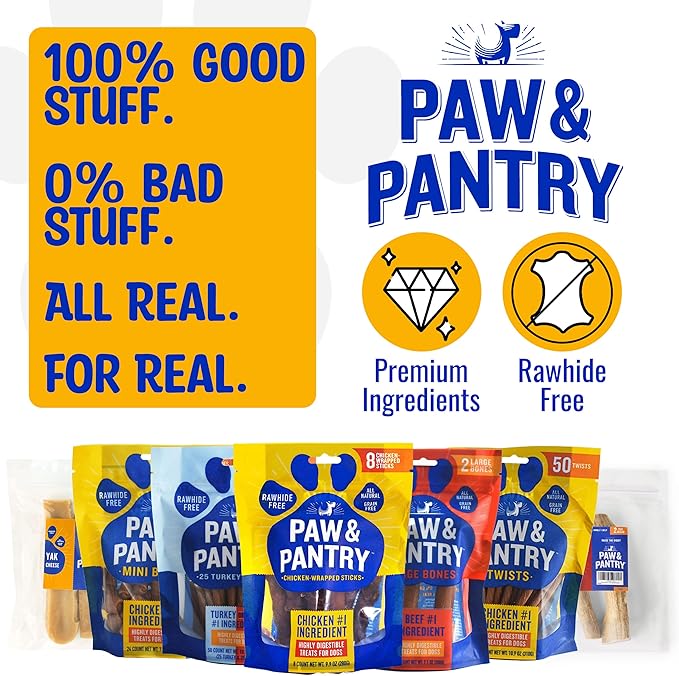 Paw & Pantry 5" Soft & Chewy USA-Chicken Wrapped Sticks for Dogs - Pack of 8 Rawhide Free Chicken Dog Treats - Grain-Free & Highly Digestible Chicken Wrapped Dog Treats - Great Savory Flavor