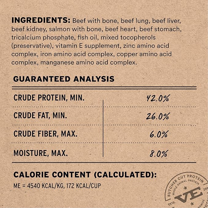 Vital Essentials Freeze Dried Dog Food, Raw Beef & Salmon Soft Nibs | Complete Meal or Topper | 99% Beef, Salmon, Organs & Bone | High Protein, Grain Free Dry Dog Food | 3 lb Bag